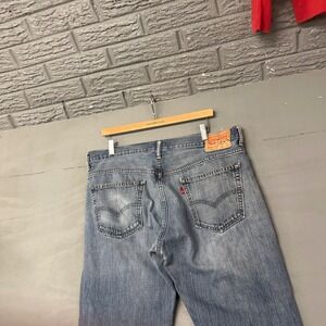 Levis 569 Loose Straight Mens Blue Denim Jeans 36x32 Medium Wash Distressed